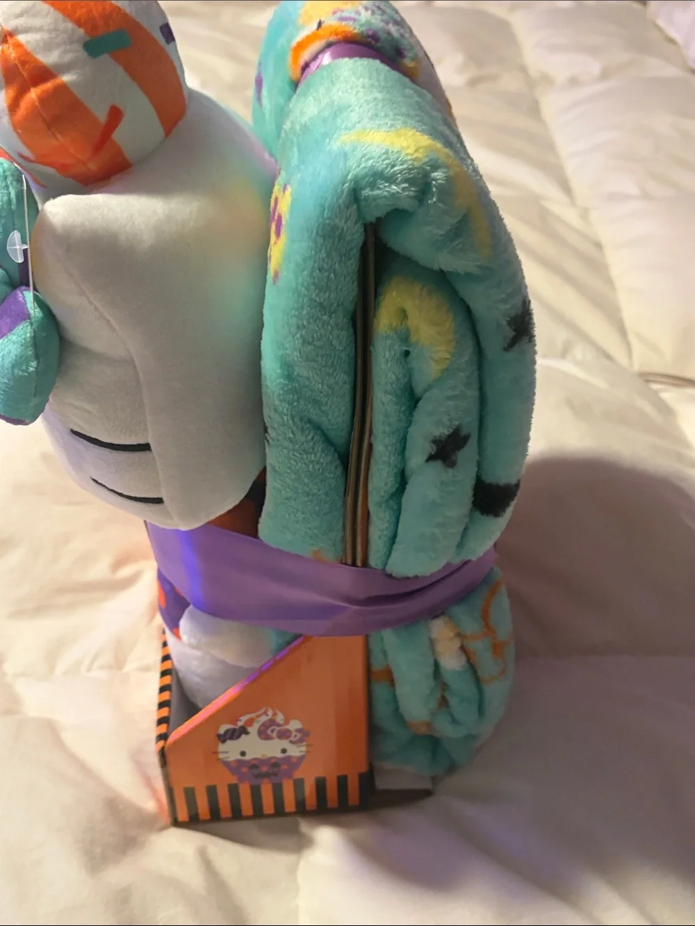 Hello Kitty Plush Pillow & Throw Set - White, Orange, Purple, Mint
